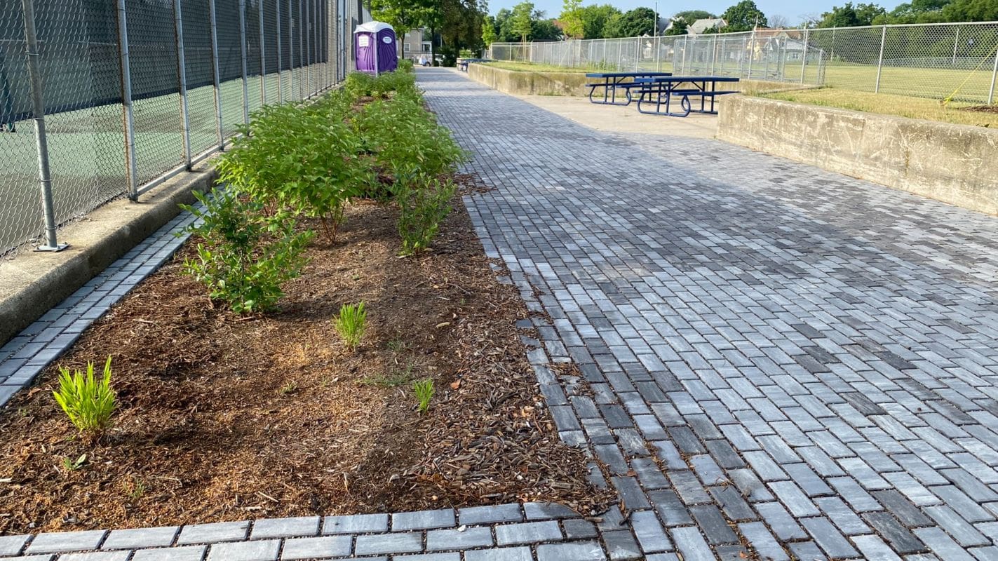 permeable brick walk path