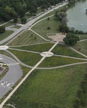 aerial view of a park