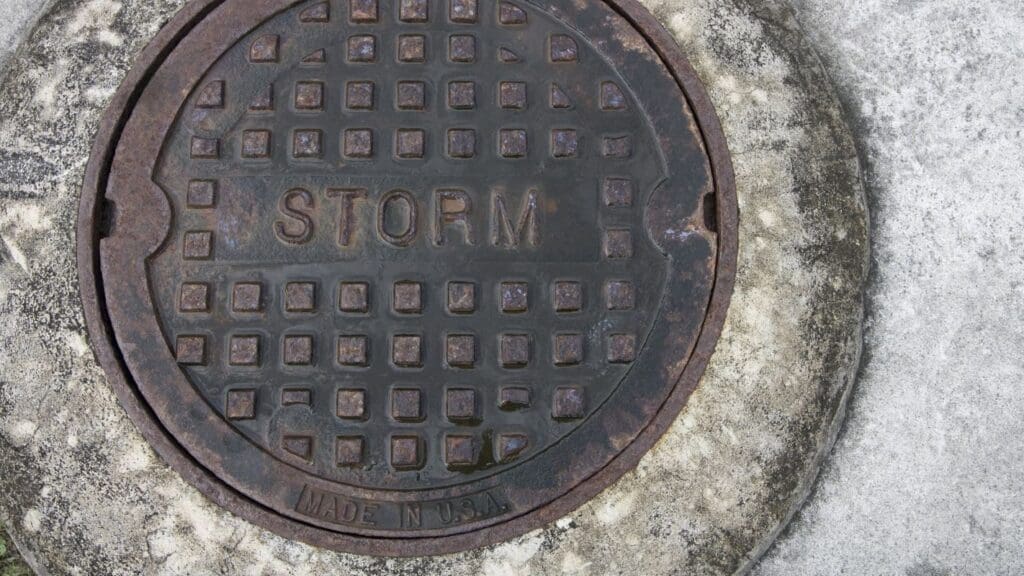 top of a sewer grate
